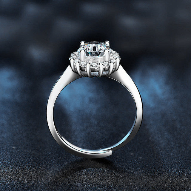 S925 Sterling Silver Moissanite Sunflower Ring