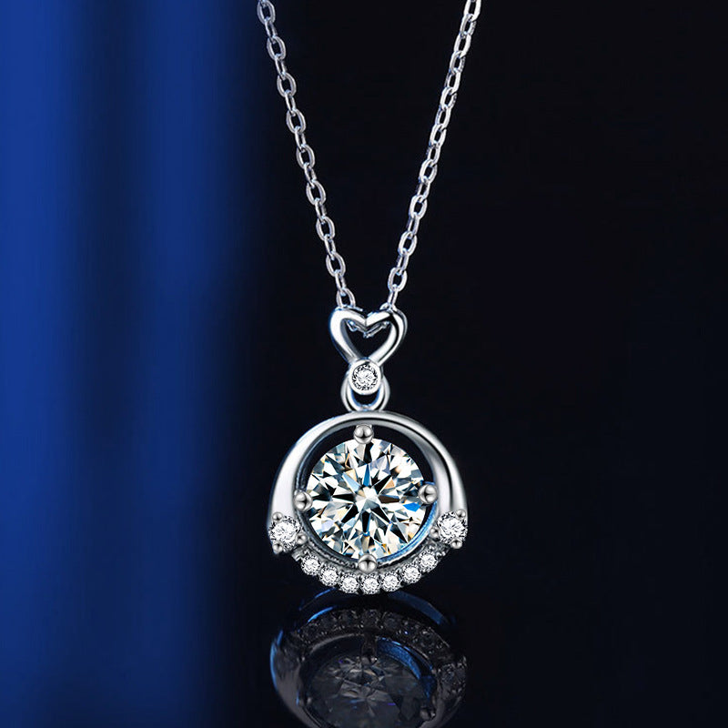 S925 Sterling Silver Moissanite Small Four-Claw Pendant Necklace