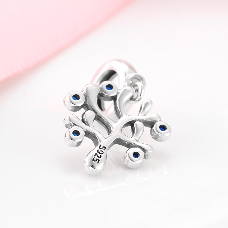 S925 Sterling Silver Blue Zircon Tree of Life Pendant
