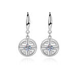 925 sterling silver new Chinese retro coin Mosang stone ear hook