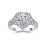 S925 Sterling Silver Statement Heart-Shaped Moissanite Ring