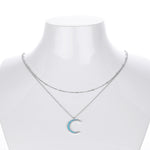 S925 Sterling Silver Moon Double Layer Necklace