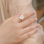 S925 Sterling Silver Gold-Plated Flower Zircon Ring