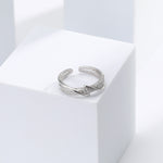 Minimalist style zircon-set open-style index finger ring, S925 sterling silver, intertwined design, understated luxury