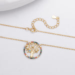 S925 Sterling Silver Colored Zircon Tree of Life Necklace