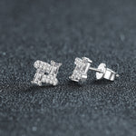S925 sterling silver rectangular moissanite stud earrings