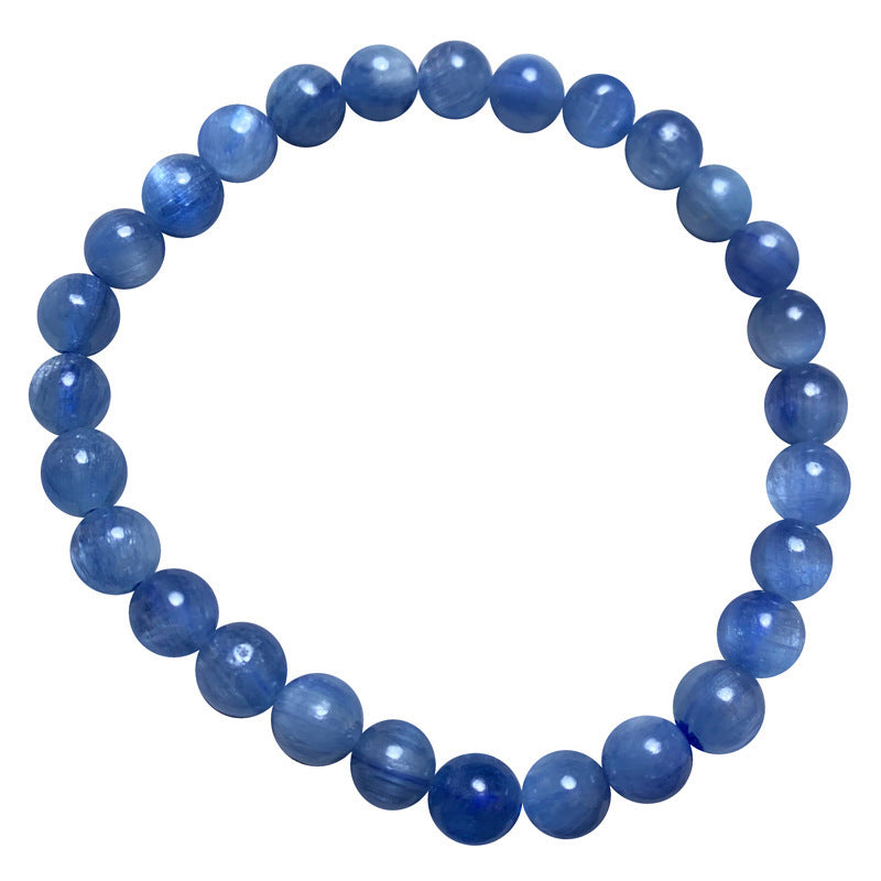 Natural Blue Kyanite Single-Strand Bracelet with Strong Cat's-Eye Effect