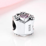 S925 Sterling Silver Pink Zircon Heart Pendant
