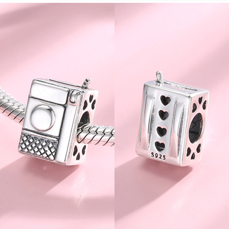 S925 Sterling Silver Camera Shape Bead Pendant