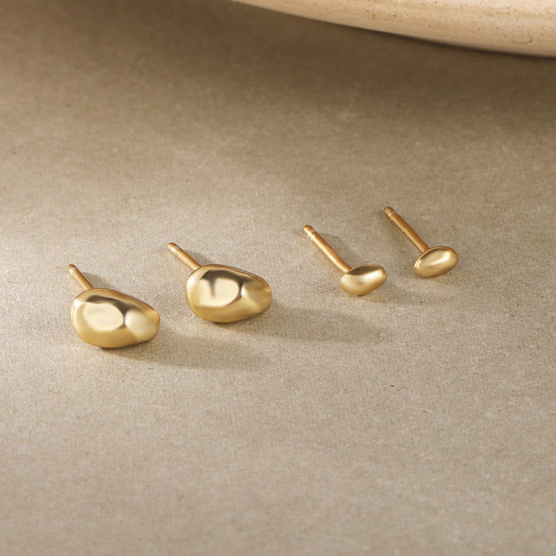 S925 Sterling Silver Irregular Surface Stud Earrings