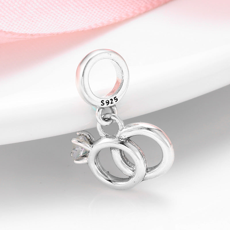 S925 Sterling Silver Wedding Ring Zircon Pendant