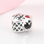 S925 Sterling Silver Loving Heart Shape Hollow Couple Silhouette Zircon Pendant