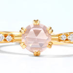 S925 Sterling Silver Gold Plated Natural Rose Quartz Ring