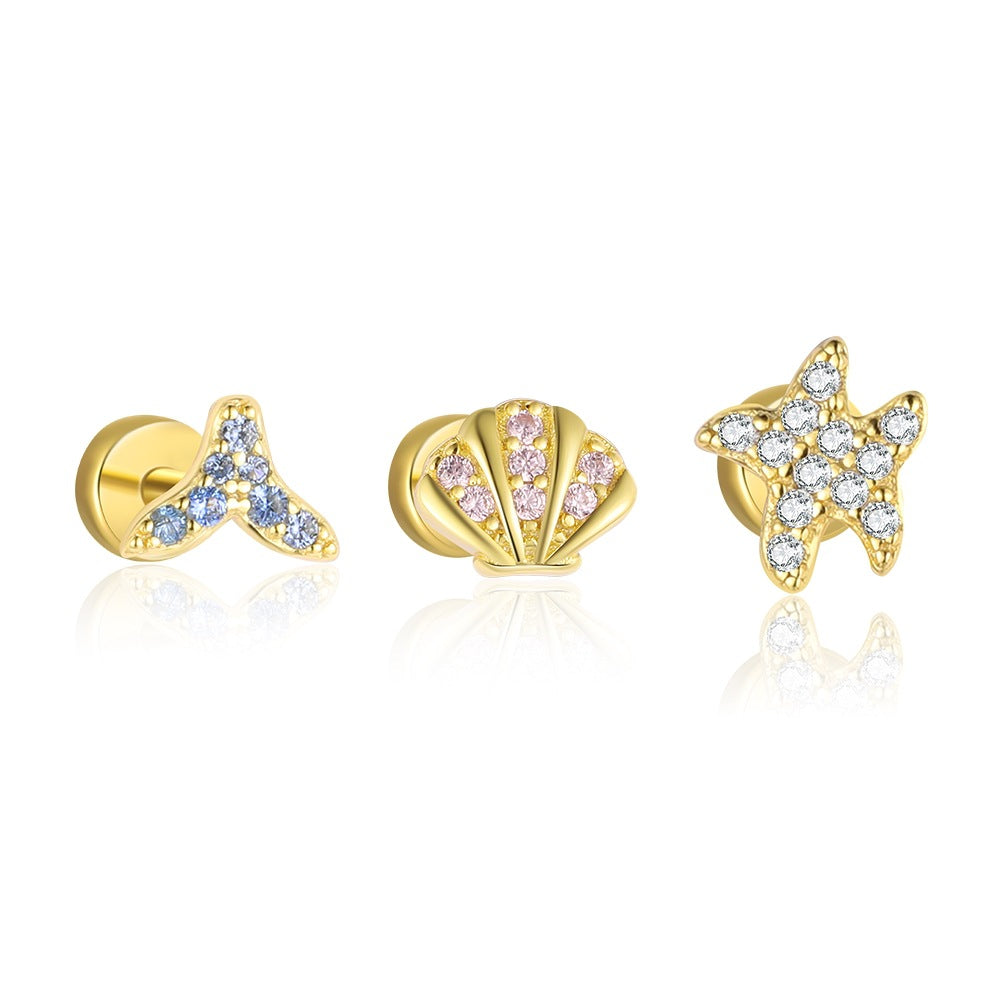 S925 Sterling Silver Zircon Stud Earrings(Single unit)