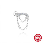 S925 Sterling Silver Moissanite Flat-Back Threaded Piercing Earring(Single unit)