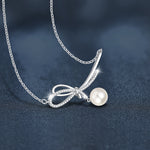 S925 Sterling Silver Moissanite Bow Pearl Pendant Necklace