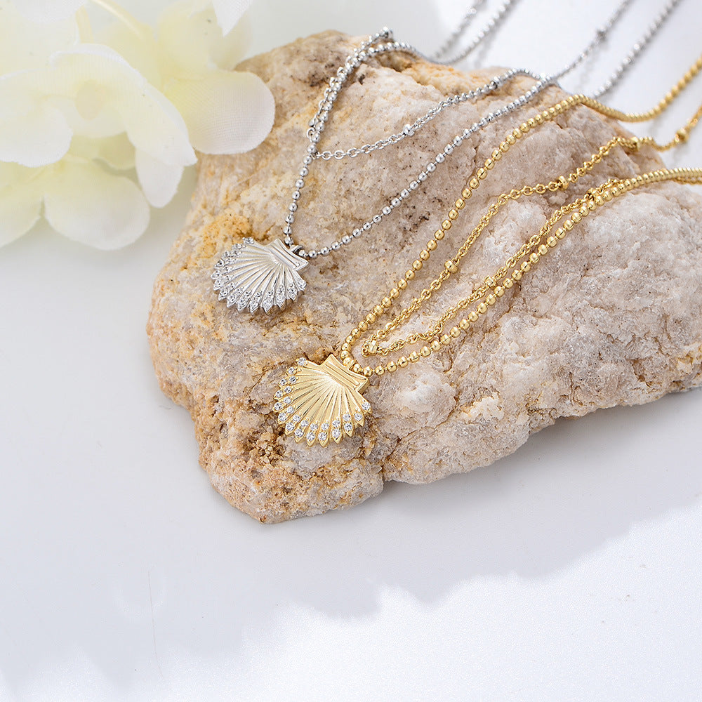 S925 Sterling Silver Shell Zircon Inlaid Anklet