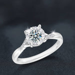 S925 Sterling Silver Four-Prong Snowflake Moissanite Ring
