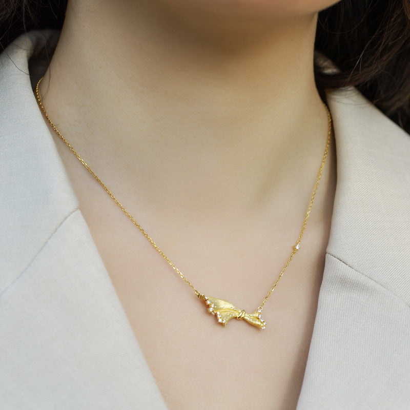 S925 Sterling Silver Gold Plated Dress Pendant Necklace