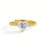 S925 Sterling Silver Heart Moissanite Ring