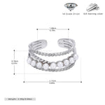 S925 Sterling Silver Elegant and Stylish Open Ring with Pearl Inlay