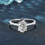 925 Sterling Silver Egg Shaped Moissanite Ring