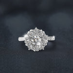 S925 Sterling Silver "Stars Surrounding Moon" Moissanite Ring