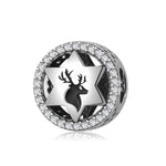 S925 Sterling Silver Zircon Trim Star Moose Head Beaded Pendant