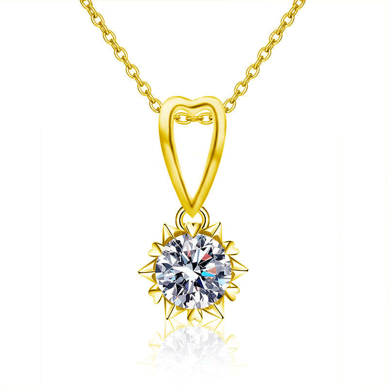 S925 Sterling Silver Loving Heart Moissanite Necklace