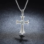 S925 Sterling Silver Moissanite Cross Pendant Necklace