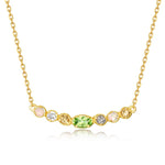 S925 Sterling Silver Gold-Plated Natural Colored Gems Olivine Necklace