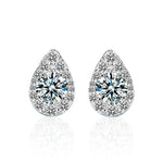 925 Sterling Silver Teardrop Moissanite Stud Earrings