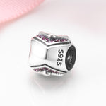 S925 Sterling Silver Heart Bead Purple Zircon Pendant