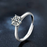 S925 Sterling Silver Six-Prong Moissanite Ring