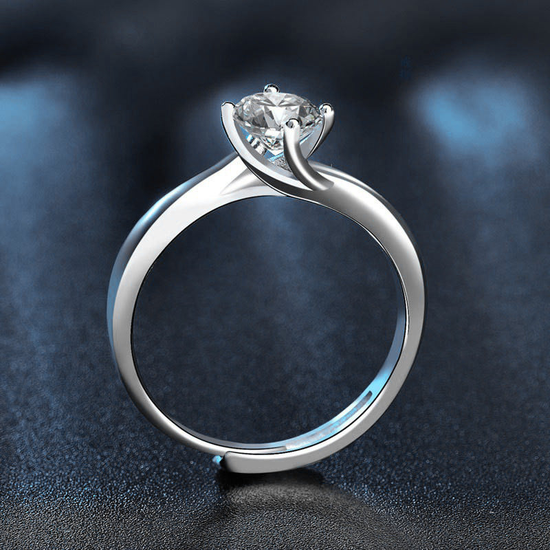 S925 Sterling Silver Moissanite Twist Ring