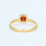 S925 Sterling Silver Gold-Plated Garnet Ring