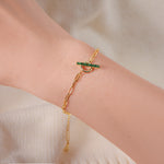 S925 Sterling Silver Geometric Ring Style Emerald Zircon Bracelet