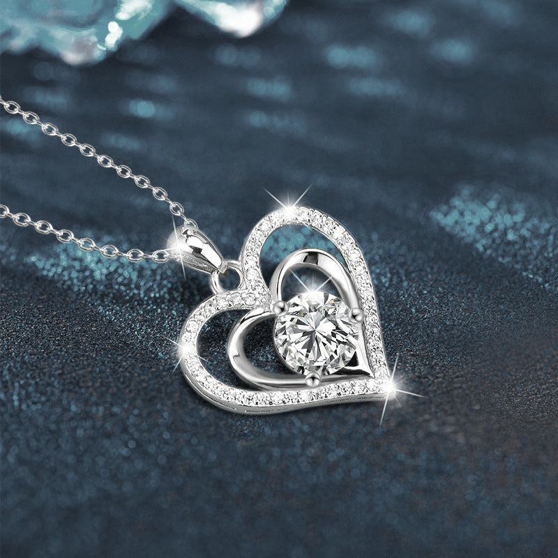 S925 Sterling Silver Moissanite Love Pendant Necklace