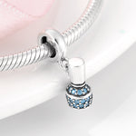 S925 Sterling Silver Nail Polish Cosmetic Blue Zircon Pendant