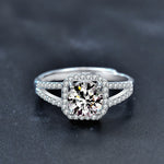 925 Sterling Silver Moissanite Double Row Square Ring