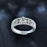 925 Sterling Silver Moissanite Hollow Out Ring