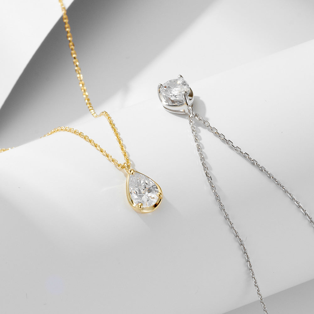 S925 Sterling Silver Drop Zircon Necklace