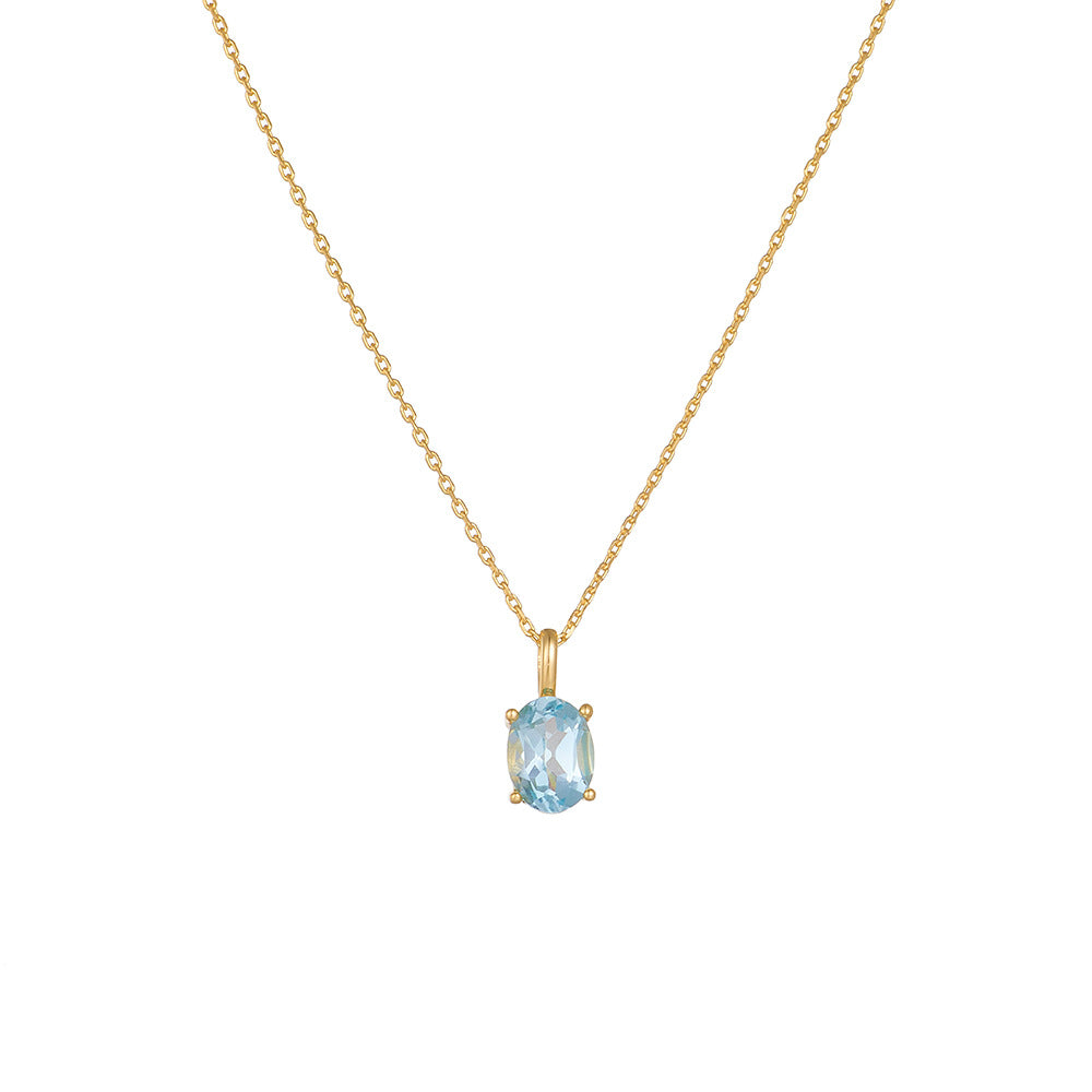 S925 Sterling Silver Sky Blue Topaz Necklace