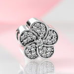 S925 Sterling Silver Inlaid Zircon Peony Flower Shape Pendant