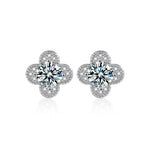 S925 Sterling Silver Simple Four-Leaf Clover Moissanite Stud Earrings