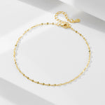 S925 Sterling Silver Plated 14K Gold Tile Chain Anklet