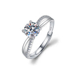 S925 Sterling Silver Moissanite Hollow Ring