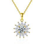 S925 Sterling Silver Moissanite Bright Sunflower Pendant Necklace