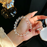Natural white crystal and red agate bracelet