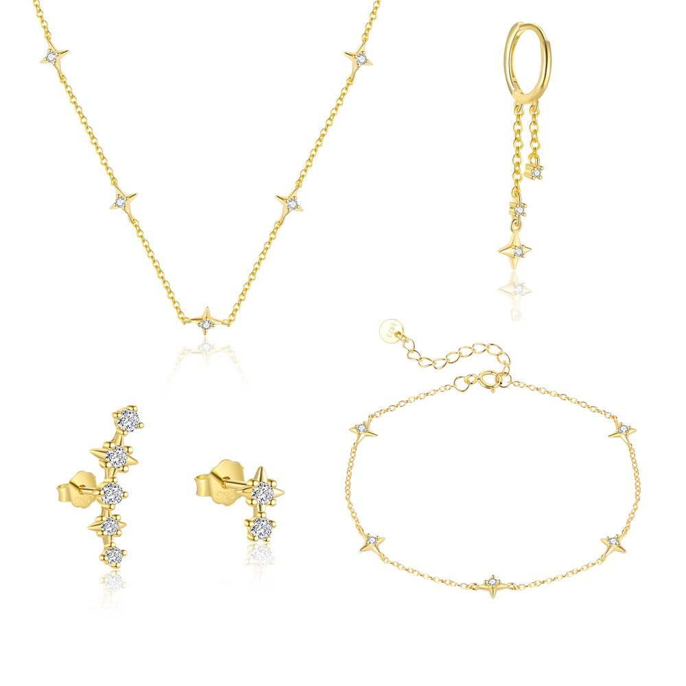 S925 sterling silver stud earrings with cubic zirconia